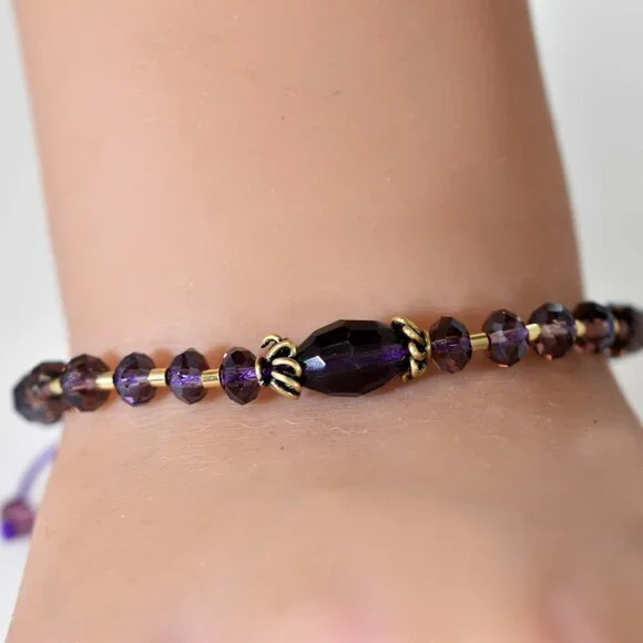 Classic Multi Glass Gold-Filled Beads Adjustable Bracelet - Picture 7 of 7